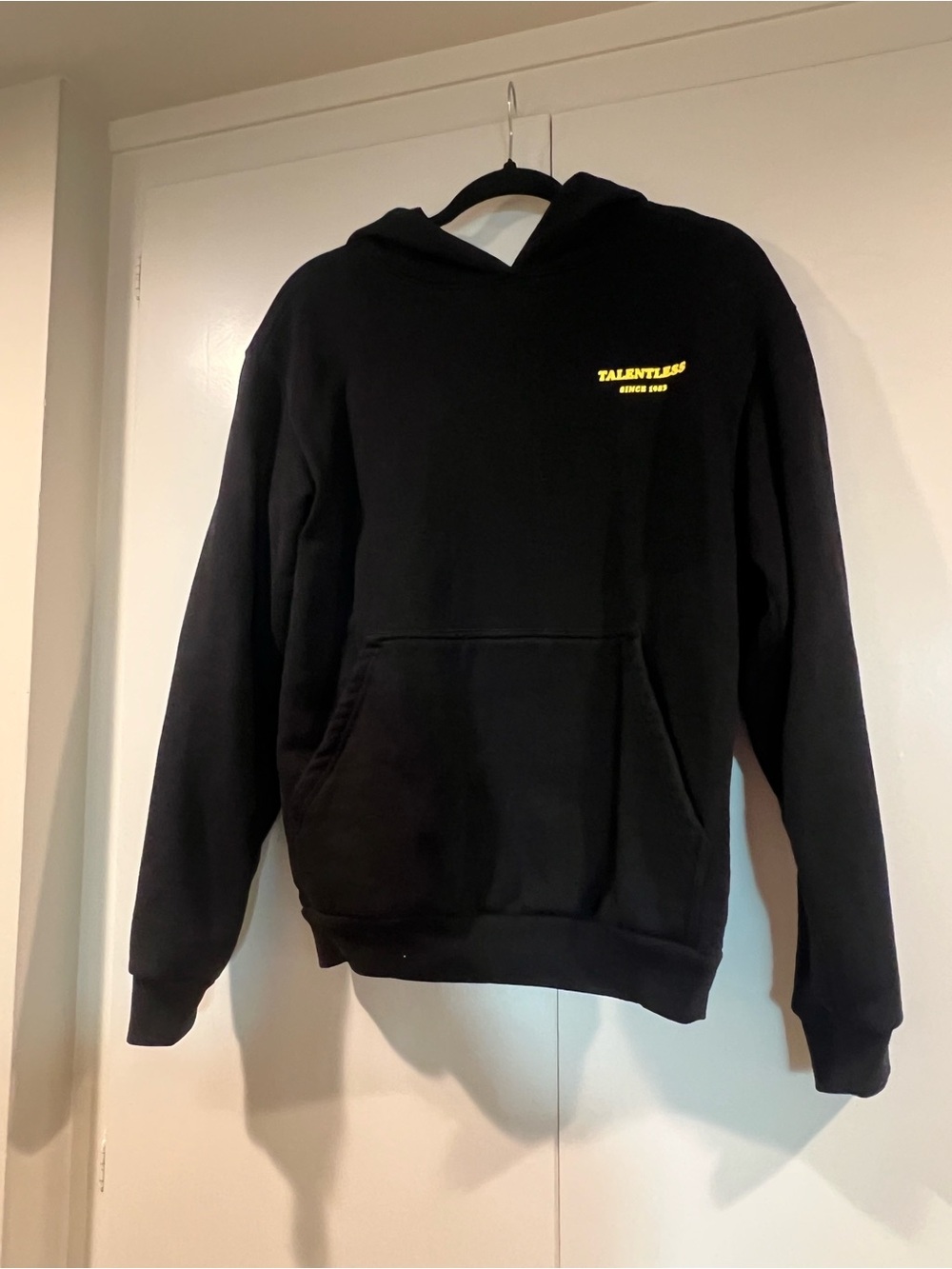 TALENTLESS Black Hoodie with Yellow Chest Logo